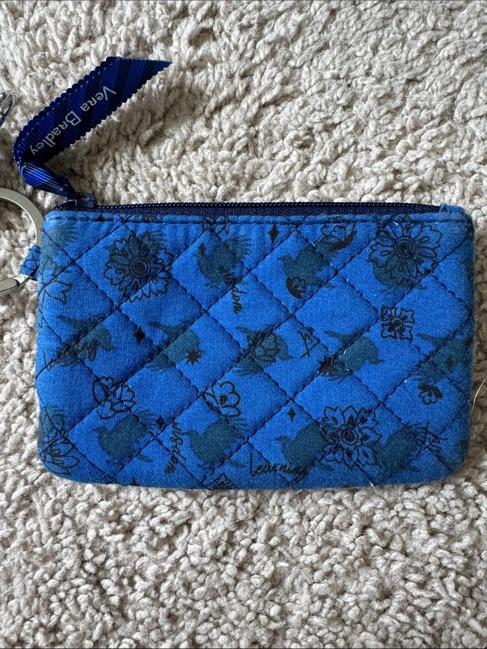 Vera Bradley Blue Quilted ID Lanyard Card Holder